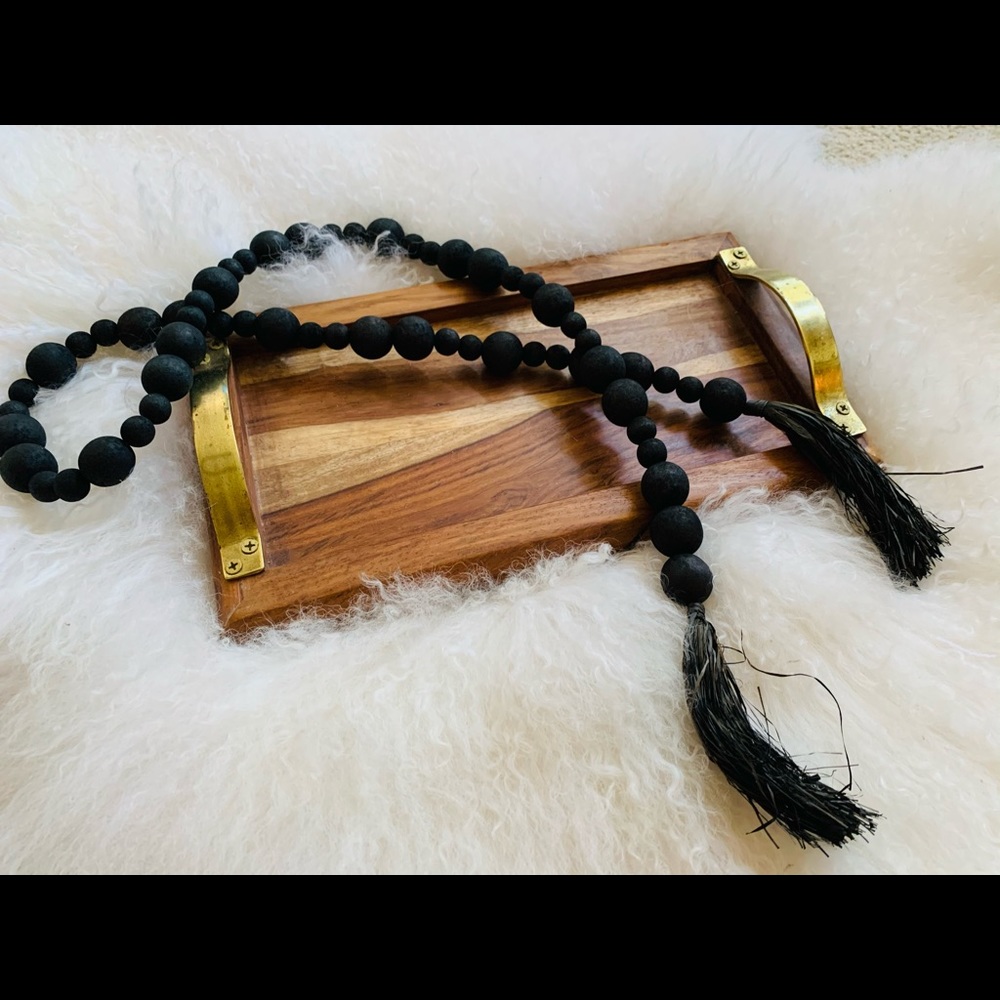Wood Beads with Raffia Tassel